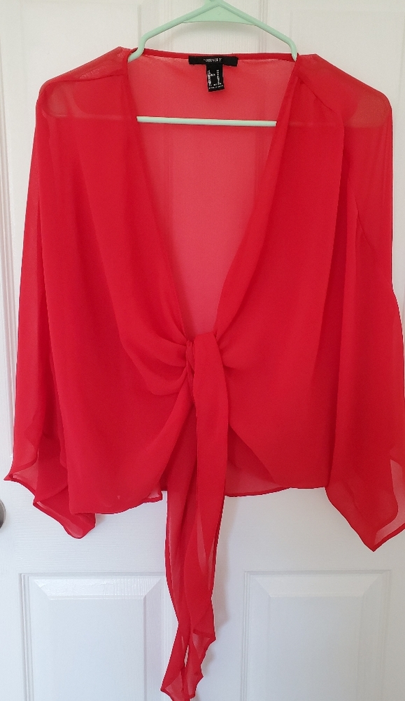 🍒NWOT Sheer Cherry Red Blouse 🍒